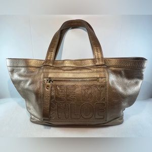 SEE By Chloe Metallic Gold Preloved Tote Bag Small